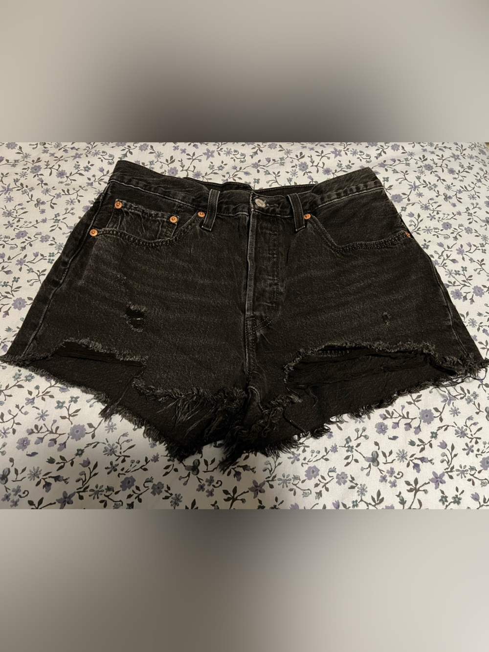 Levi's Black Distressed Cutoff Jean Shorts
